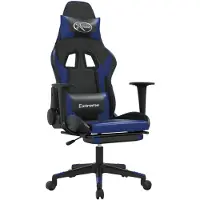 vidaXL Gaming-Stuhl mit Fußstütze Schwarz und Blau Kunstleder