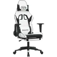 vidaXL Gaming-Stuhl mit Massage & Fußstütze Weiß & Schwarz Kunstleder