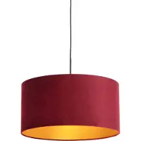 QAZQA Hängelampe mit Veloursschirm rot mit Gold 50 cm - Combi