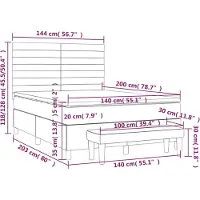vidaXL Boxspringbett mit Matratze Dunkelbraun 140x200 cm Stoff