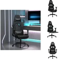 vidaXL Gaming-Stuhl mit Massage & Fußstütze Schwarz Kunstleder