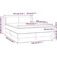 vidaXL Boxspringbett Matratze Cappuccino-Braun 140x200cm Kunstleder