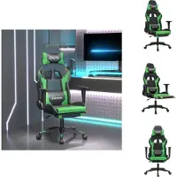 vidaXL Gaming-Stuhl mit Massage & Fußstütze Schwarz & Grün Kunstleder - Gaming-Sessel