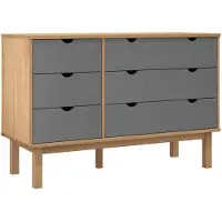 vidaXL Schubladenschrank OTTA Braun & Grau 111x43x73,5 cm Massivholz