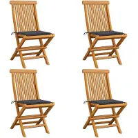 vidaXL Gartenstühle mit Anthrazit Kissen 4 Stk. Massivholz Teak