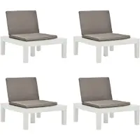 vidaXL Gartenstühle mit Auflagen 4 Stk. Kunststoff Weiß