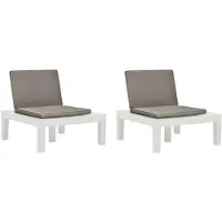 vidaXL Gartenstühle mit Auflagen 2 Stk. Kunststoff Weiß