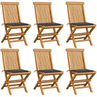 vidaXL Gartenstühle mit Anthrazit Kissen 6 Stk. Massivholz Teak