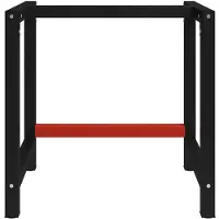 The Living Store Werkbankgestell Metall 80x57x79 cm Schwarz und Rot