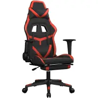 The Living Store Gaming-Stuhl mit Massage & Fußstütze Schwarz & Rot Kunstleder