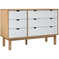 vidaXL Schubladenschrank OTTA Braun & Weiß 111x43x73,5 cm Massivholz