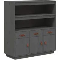 vidaXL Highboard Grau 100x40x108,5 cm Massivholz Kiefer