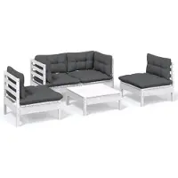 The Living Store 5-tlg. Garten-Lounge-Set mit Kissen Kiefer Massivholz