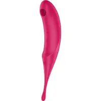 Satisfyer TWIRLING PRO Vibrator mit Klitorisstimulator Red 19,9 cm