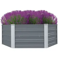 vidaXL Hochbeet 129 x 129 x 45 cm Verzinkter Stahl Grau