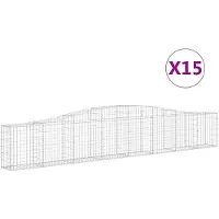vidaXL Gabionen mit Hochbogen 15 Stk. 400x30x60/80 cm Verzinktes Eisen