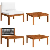 vidaXL 2-teiliges Garten-Lounge-Set mit Kissen Holz Akazie & Seil