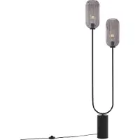 QAZQA Art Deco Stehleuchte Schwarz mit Rauchglas 2 Flammig Rid