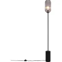 QAZQA Art Deco Stehleuchte Schwarz mit Rauchglas Rid