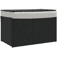 vidaXL Wäschekorb mit Deckel Schwarz 55,5x35x34 cm Poly Rattan