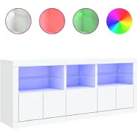 vidaXL Sideboard mit LED-Leuchten Weiß 162x37x67 cm