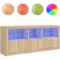 vidaXL Sideboard mit LED-Leuchten Sonoma-Eiche 162x37x67 cm
