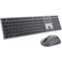 Dell Pro Plus-Tastatur und -Maus – KM7321W - spanisch (QWERTY), Volle Größe (100%), Kabellos, RF Wireless + Bluetooth, QWERTY, Grau, Titan, Maus enthalten