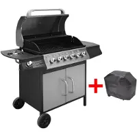 vidaXL Gasgrill 6+1 Flammen Schwarz und Silbern