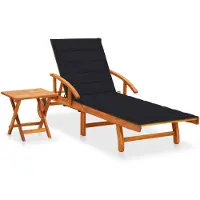 vidaXL Sonnenliege mit Tisch und Auflage Akazie Massivholz