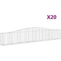 vidaXL Gabionen mit Hochbogen 20 Stk. 400x30x60/80 cm Verzinktes Eisen