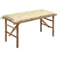 vidaXL Klappbare Gartenbank mit Auflage 118 cm Bambus