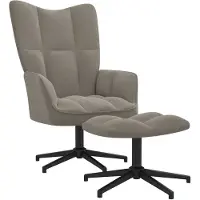 vidaXL Relaxsessel mit Hocker Hellgrau Samt