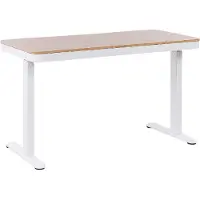 Beliani Schreibtisch Hellbraun Faserplatte Holzoptik 120 x 60 cm Verstellbar mit USB-Port Metallgestell Weiß Rechteckig Industriell Büro Jugendzimmer