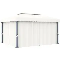 vidaXL Pavillon mit Vorhang 4x3 m Cremeweiß Aluminium