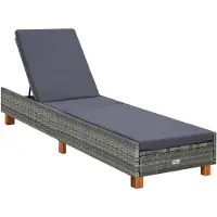 vidaXL Sonnenliege mit Auflage Poly Rattan Grau