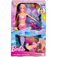Barbie A Touch of Magic „Malibu“ Meerjungfrau-Puppe mit Farbwechseleffekt, Delfin und Accessoires, Modepuppe, Weiblich, 3 Jahr(e), Mädchen, 380 mm, 200 g