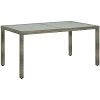 vidaXL Gartentisch 150x90x75 cm Hartglas und Poly Rattan Grau