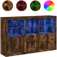 vidaXL Sideboard mit LED-Leuchten Räuchereiche 162x37x100 cm