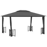 vidaXL Pavillon mit Seitenwänden & Doppeldach 3x4 m Anthrazit