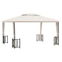 vidaXL Pavillon mit Seitenwänden & Doppeldach 3x4 m Creme