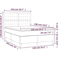 vidaXL Boxspringbett Matratze Cappuccino-Braun 140x190cm Kunstleder