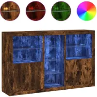 vidaXL Sideboard mit LED-Leuchten Räuchereiche 162x37x100 cm