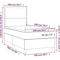 vidaXL Boxspringbett mit Matratze Grau 100x200 cm Kunstleder