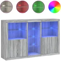 vidaXL Sideboard mit LED-Leuchten Grau Sonoma 162x37x100 cm