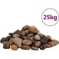 vidaXL Polierte Kiesel 25 kg Mehrfarbig 2-5 cm