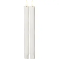 Star Trading LED Wachskerze Flamme Stripe in Weiß 2er-Set 0,02W