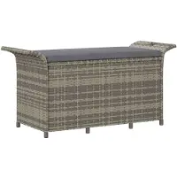 vidaXL Gartenbank mit Kissen Grau 116x46x57 cm Poly Rattan