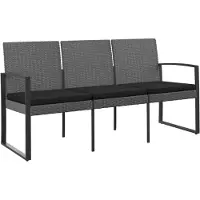 vidaXL Gartenbank 3-Sitzer mit Kissen Dunkelgrau PP-Rattan