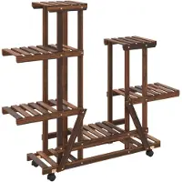 vidaXL Blumenständer mit Rollen 95x25x101 cm Massivholz Tanne