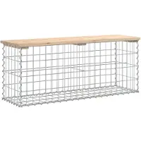 vidaXL Gartenbank aus Gabionen 103x31,5x42 cm Massivholz Kiefer